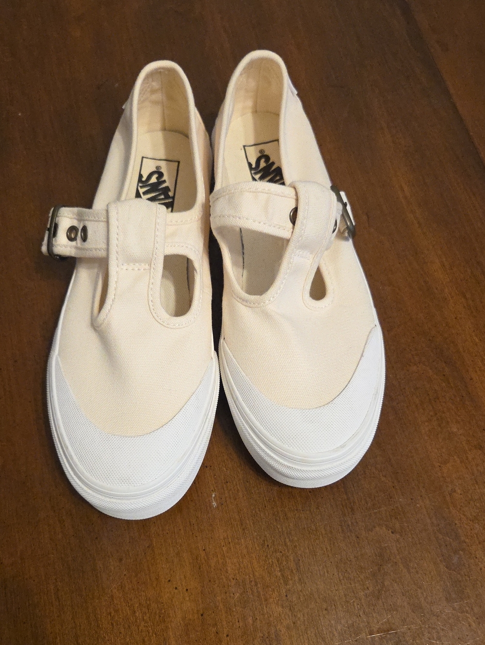 Vans Women’s Cream Canvas Mary Jane Flats with Buckle